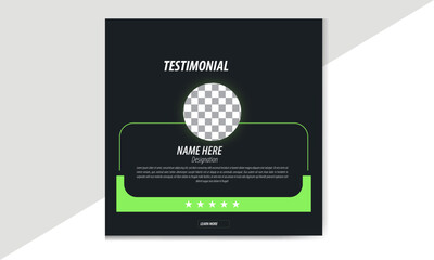 Unique and modern client testimonials social media post banner design template, Client feedback review or client testimonial social media post template design. 