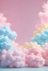 Dreamy pastel pink blue yellow cotton candy gradient background , glow, shine, airy