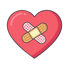 Heart broken love pain sad hurt bandage care first aid emotional support feeling valentines