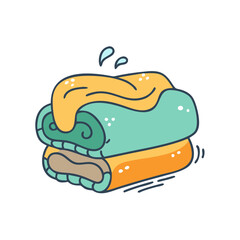 Freshly laundered towels stacked neatly in a pile soft bath towel cartoon illustration home textile