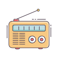 Vintage radio illustration retro style radio receiver broadcasting device fm am radio tuner design