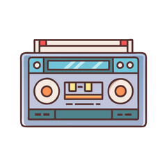 Find a vintage boombox vector illustration for retro music lovers and audio equipment collectors