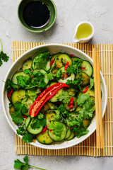 Asian cucumber salad.top veiw