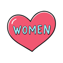 Women heart vector illustration, female empowerment, love, women's day, girls, feminism, support women