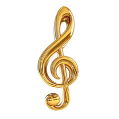 Obraz premium Golden Treble Clef - A Majestic Musical Symbol , isolated on white background PNG