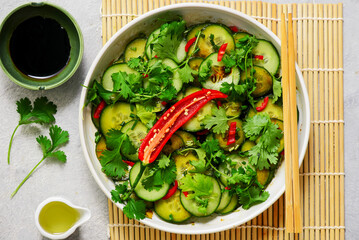 Asian cucumber salad.top veiw