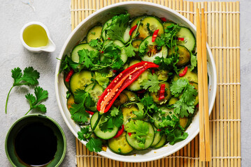 Asian cucumber salad.top veiw