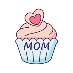 Mom cupcake with heart, mother's day treat, dessert, bakery, love, sweet, family, celebration design