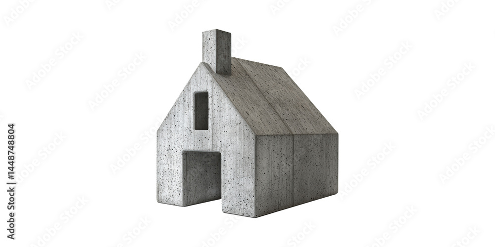 Poster concrete house model. symbol of modern architecture and minimalist design isolated on transparent ba