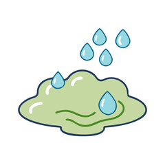Illustration of a water puddle with water droplets falling for environmental awareness projects
