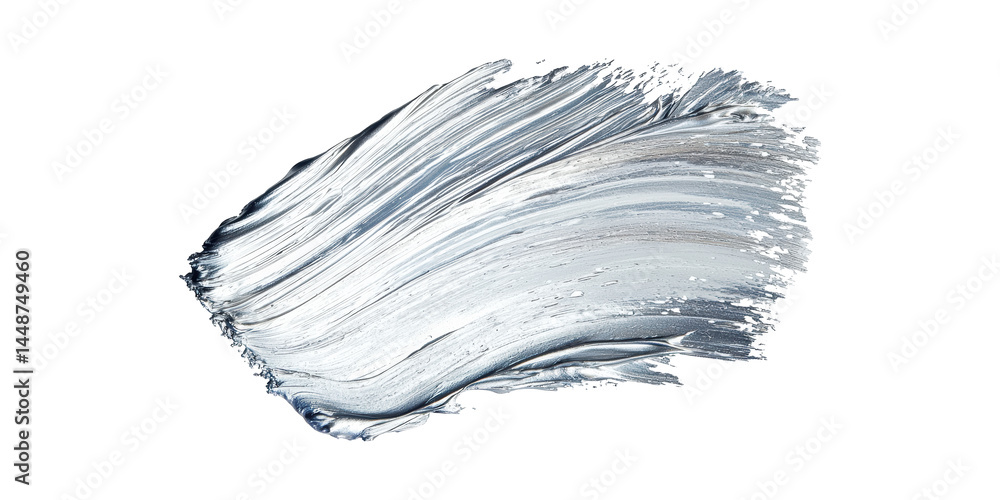 Poster abstract silver brushstroke. artistic expression and creative design element isolated on transparent