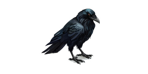 Fototapeta premium Raven Illustration. Symbol Of Mystery And Intelligence In Nature Art Isolated On Transparent Background