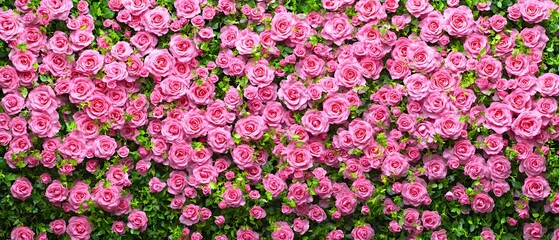 Obraz premium Pink Rose Wall Background Lush Floral Texture
