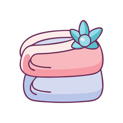 Kawaii japanese mochi dessert with floral decoration vector illustration food drawing design