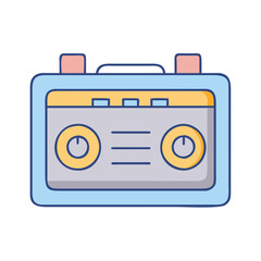 Illustration of a vintage boombox radio cassette player audio music device technology icon