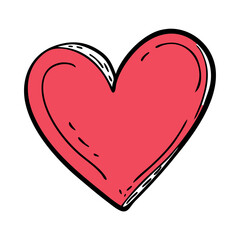 Illustration of a red heart shape drawing design for love romance valentine and heart health concept