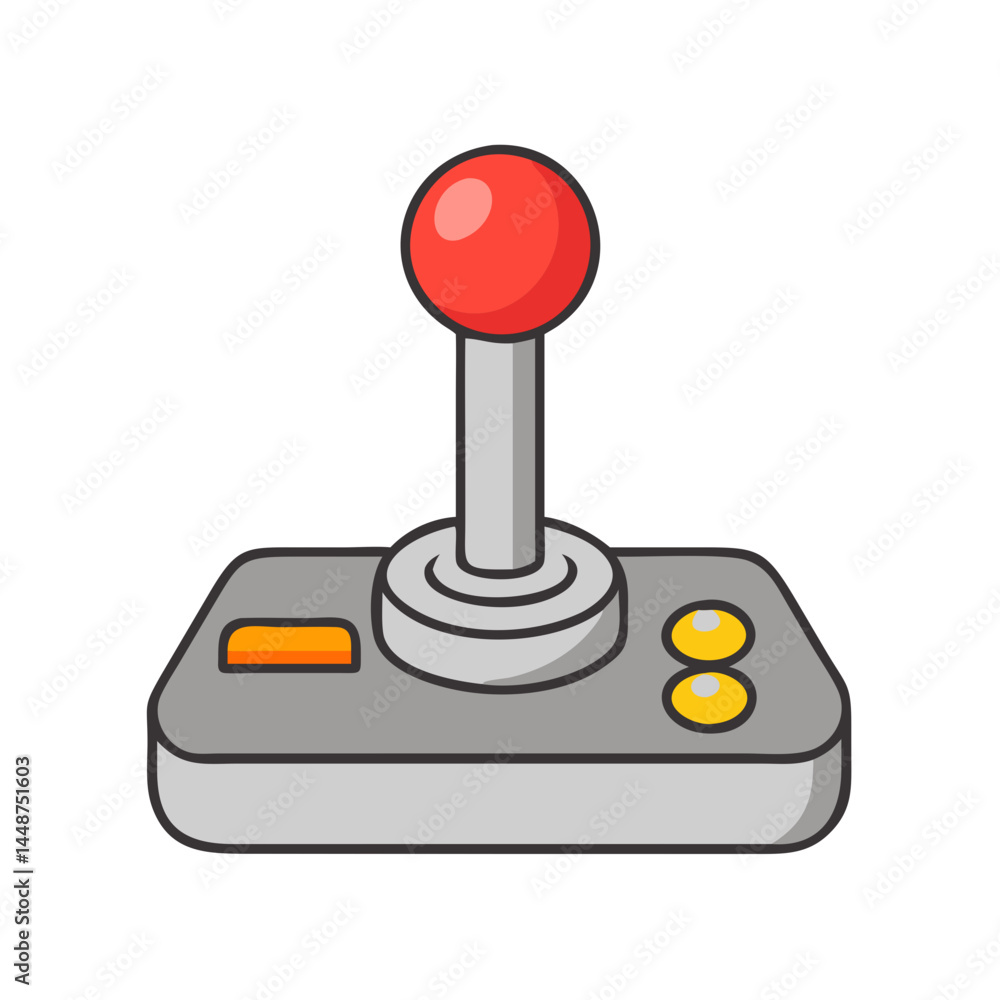 Poster retro arcade joystick vector illustration for vintage gaming console and controller design needs