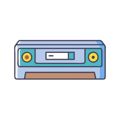 Fototapeta premium Vintage cassette tape illustration: retro audio tape, music player, 80s and 90s nostalgia design
