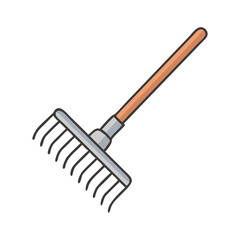 Illustration of garden rake tool, leaf rake, yard rake, tool for gardening and landscaping work, equipment