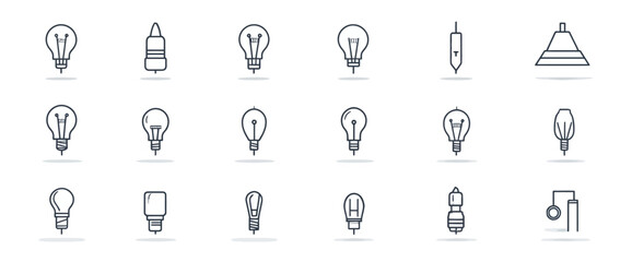 icon sheet, simple shapes, Bulb icons
