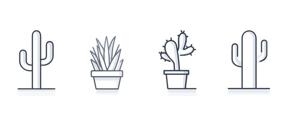 icon sheet, simple shapes, Cactus icons