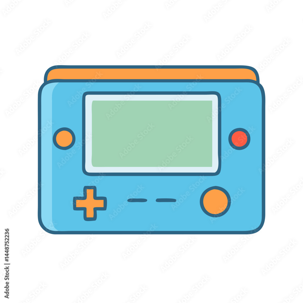 Poster illustration of a handheld game console retro gaming device portable entertainment system vector art