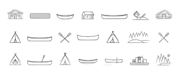 icon sheet, simple shapes, Canoe icons