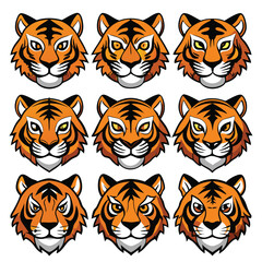 Tiger face silhouette bundle vector design