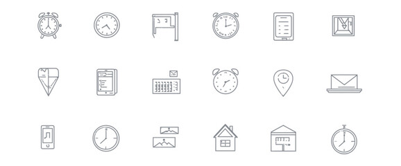 icon sheet, simple shapes, Clock icons