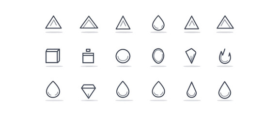 icon sheet, simple shapes, Drop icons