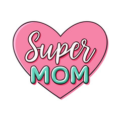 Super mom heart vector design for mother's day celebration, perfect for gifts and appreciation cards