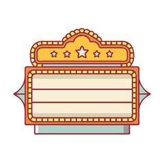 Retro theater marquee sign vector illustration for cinema movie showtime and entertainment design
