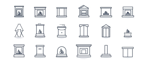 icon sheet, simple shapes, Fireplace icons