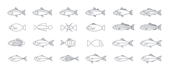 icon sheet, simple shapes, Fish icons