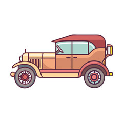 Vintage car vector illustration: classic automobile, retro vehicle, old timer, antique auto design