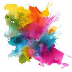 Abstract Watercolor Splash Art - Vibrant Colors Explode in a Dynamic Design , isolated on white background PNG