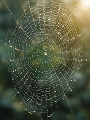 Naklejka premium fresh morning dewdrops on the spiderweb