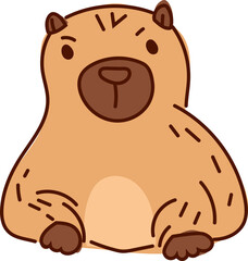 Hand-Drawn Capybara Cartoon Vector Featuring Cute and Relaxed Poses in Flat Style