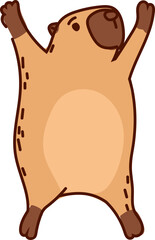 Hand-Drawn Capybara Cartoon Vector Featuring Cute and Relaxed Poses in Flat Style