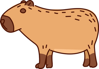 Hand-Drawn Capybara Cartoon Vector Featuring Cute and Relaxed Poses in Flat Style