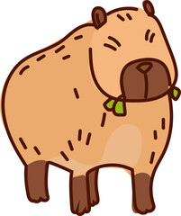 Hand-Drawn Capybara Cartoon Vector Featuring Cute and Relaxed Poses in Flat Style