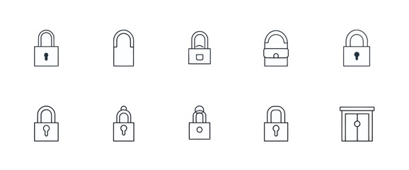icon sheet, simple shapes, Lock icons
