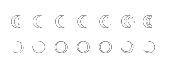 icon sheet, simple shapes, Moon icons