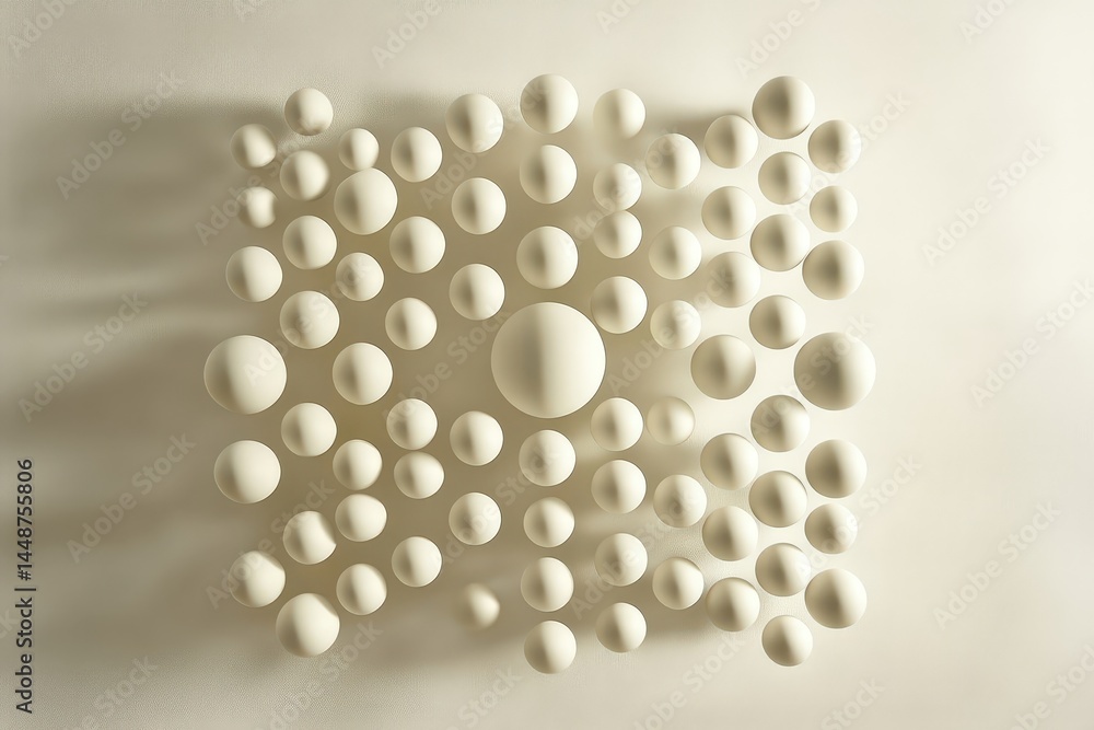 Aufkleber 3d extruded spheres in symmetric matrix casting sharp shadows on light surface