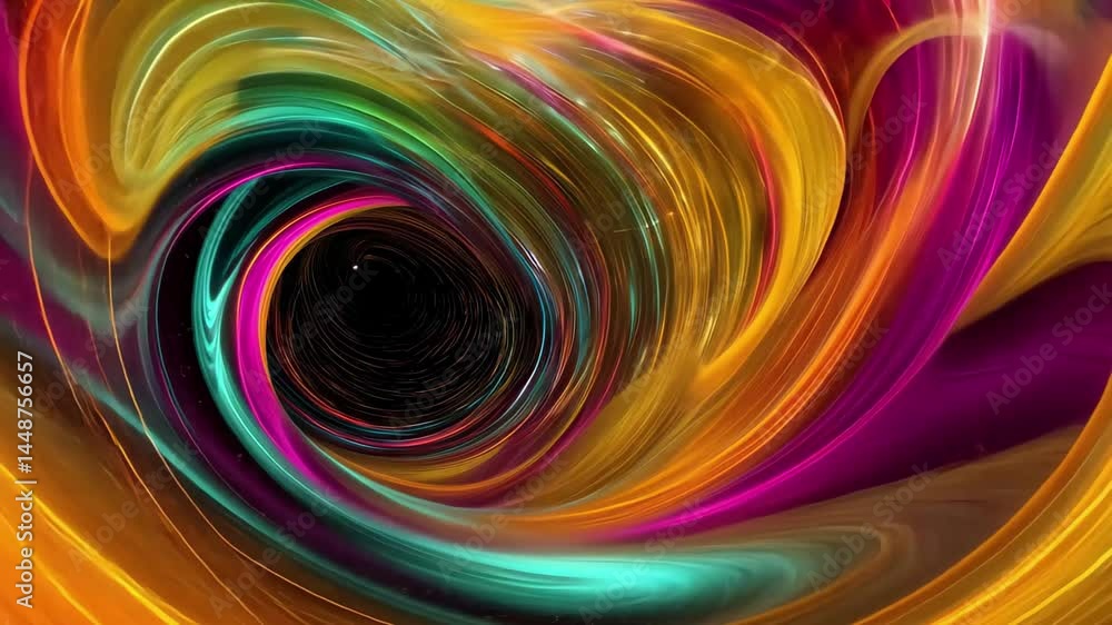 Poster neon light rays and swirling particles create a vibrant cosmic effect, particles and neon colored li