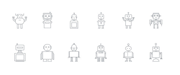 icon sheet, simple shapes, Robot icons