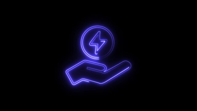 Glowing neon energy efficient icon isolated on black background. HD Video motion graphic animation icon.