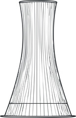 Clear glass vase with vertical lines and a curved shape for home decor or interior design.