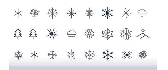 icon sheet, simple shapes, Snowflake icons