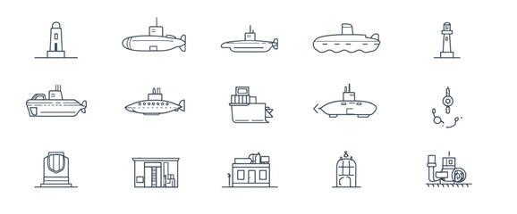 icon sheet, simple shapes, Submarine icons